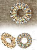 NYFASHION101 Elegant Formal Multi Size Rhinestone Studded Round Brooch Pin, Clear/Gold-Tone