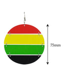 Women's Rasta Linked Shape Wood Pierced Dangle Earrings, Circle