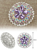 NYFASHION101 Elegant Formal Star Flower Rhinestone Studded Round Brooch Pin Set, Black/Red/Amethyst/Silver-Tone
