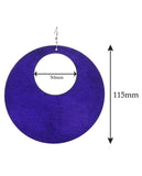 Women's Large Round Flat Wood Dangle Pierced Earrings