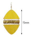 Women's Linked Rounded Diamond Shape Wood Dangle Pierced Earrings, Yellow