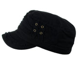 Unisex Cotton Distressed Layered Frayed Cadet Military Cap