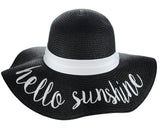 C.C Women's Paper Weaved Crushable Beach Embroidered Quote Floppy Brim Sun Hat, Hello Sunshine