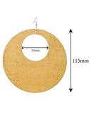 Women's Large Round Flat Wood Dangle Pierced Earrings