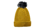 D&Y Warm Knit Chenille Cuffed Style Beanie with Cute Faux Fur Pom