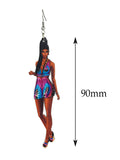 Women's Exquisite African Ebony Model Dangle Pierced Earrings Set, Summer Dress