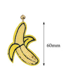 Women's Sequin Tropical Fruit Patch Dangle Pierced Earrings, Banana