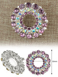 NYFASHION101 Elegant Formal Multi Size Rhinestone Studded Round Brooch Pin, AMethyst/Silver-Tone