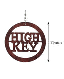 Women's High Key Low Key Phrase Encircled Wood Dangle Pierced Earrings, Brown