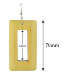 Women's Geometric Open Rectangle Wood Dangle Pierced Earrings