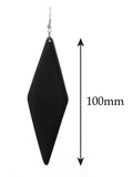 Women's Wooden Elongated Diamond Shape Dangle Pierced Earrings