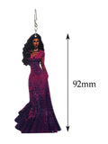 Women's Exquisite African Ebony Model Dangle Pierced Earrings, Gown