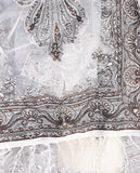 Women's Paisley Burnout Tassel Ends Sheer Shawl Cardigan, White