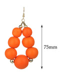 Women's Wooden Ball Bead Hoop Dangle Pierced Earrings Set