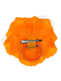 Women's Multifunction Rose Flower Sheer Petal Brooch Pin Hair Tie Clip Set of 3, Orange/Red/Yellow