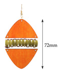 Women's Linked Rounded Diamond Shape Wood Dangle Pierced Earrings, Orange