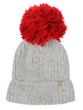 D&Y Warm Marled Rib Knit Beanie With Oversized Pompom