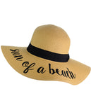 C.C Women's Paper Weaved Beach Time Embroidered Quote Floppy Brim Sun Hat