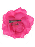 Women's Multifunction Rose Flower Sheer Petal Brooch Pin Hair Tie Clip Set of 3, Lime/Hot Pink/Turquoise