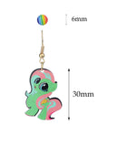 Women's Rainbow Youthful Enamel Pony Stud and Dangle Earrings Set