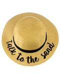 C.C Children's Weaved Crushable Beach Embroidered Quote Flop Brim Sun Hat