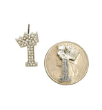 Stone Stud Tilted Crown Initial Pierced Earrings, I/Silver-Tone