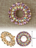 NYFASHION101 Elegant Formal Multi Size Rhinestone Studded Round Brooch Pin, Amethyst/Gold-Tone