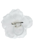 Women's Multifunction Rose Flower Sheer Petal Brooch Pin Hair Tie Clip Set of 2, Black/White