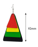 Women's Geometric Layered Shape Wood Dangle Pierced Earrings, Triangle