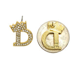 Stone Stud Tilted Crown Initial Pierced Earrings, D/Gold-Tone