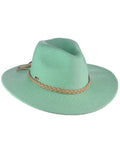 NYFASHION101 Teardrop Dent Braided Trim Casual Panama Fedora Sun Hat, Mint