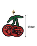 Women's Sequin Tropical Fruit Patch Dangle Pierced Earrings, Cherry