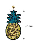 Women's Sequin Tropical Fruit Patch Dangle Pierced Earrings, Pineapple