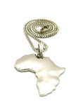 Polished Africa Continent Pendant with 2mm 24" Box Chain Necklace, Silver-Tone