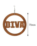 Women's Diva Encircled Wood Dangle Pierced Earrings, Light Brown