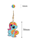 Women's Rainbow Youthful Enamel Pony Stud and Dangle Earrings