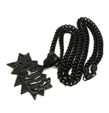 Polished POW! Pendant with 5mm 24" Cuban Chain Necklace in Black