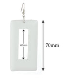 Women's Geometric Open Rectangle Wood Dangle Pierced Earrings
