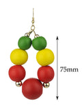 Women's Wooden Ball Bead Hoop Dangle Pierced Earrings, Mix