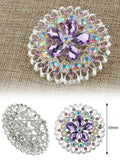 NYFASHION101 Elegant Formal Star Flower Rhinestone Studded Round Brooch Pin, AMethyst/Silver-Tone