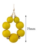 Women's Wooden Ball Bead Hoop Dangle Pierced Earrings, Color