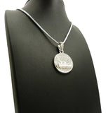 Stone Stud The Last Supper Jesus Medal Pendant with 2mm 24" Box Chain Necklace, Silver-Tone