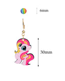 Women's Rainbow Youthful Enamel Pony Stud and Dangle Earrings