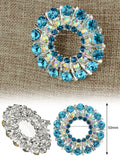NYFASHION101 Elegant Formal Multi Size Rhinestone Studded Round Brooch Pin, Turquoise/Silver-Tone