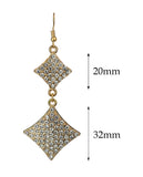 Women's Dual Kite Stone Stud Dangle Pierced Earrings, Gold-Tone