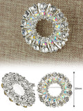 NYFASHION101 Elegant Formal Multi Size Rhinestone Studded Round Brooch Pin, Clear/Silver-Tone
