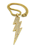 Colored Stone Lightning Bolt Pendant with 4mm 18" Franco Chain Necklace