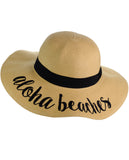 C.C Women's Paper Weaved Beach Time Embroidered Quote Floppy Brim Sun Hat