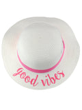 C.C Children's Weaved Crushable Beach Embroidered Quote Flop Brim Sun Hat