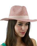 C.C Women's Raffia Straw Weaved Panama Sun Hat with Ribbon Trim